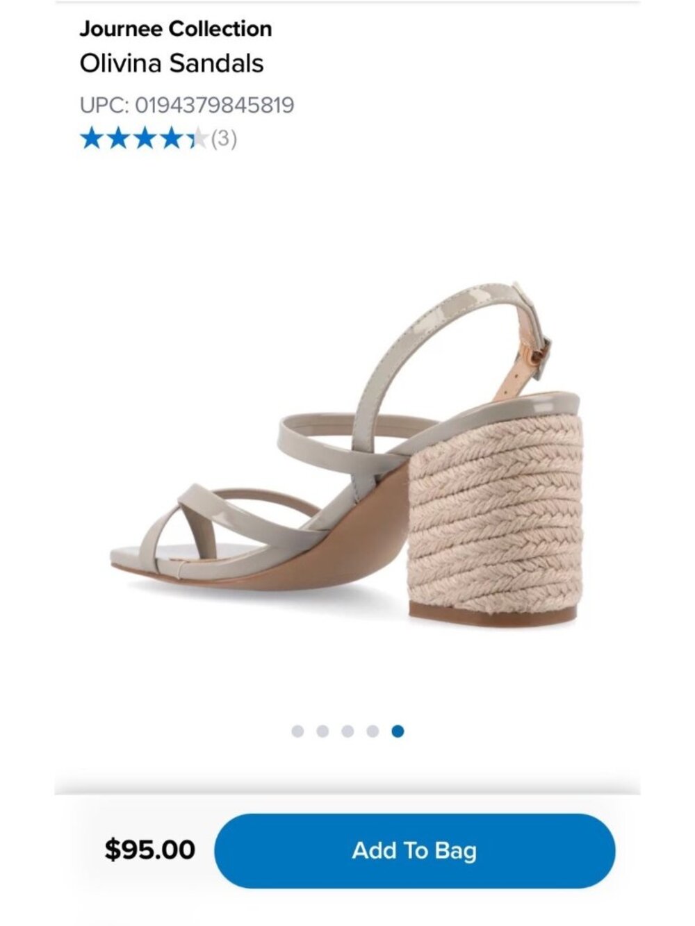 Journee Collection Olivina Taupe Faux Patent Leather Block Heel Sandals Size 9 - Picture 7 of 11